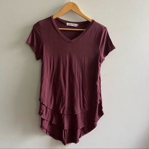 Latched mama v neck boyfriend nursing tee, size XS, purple color